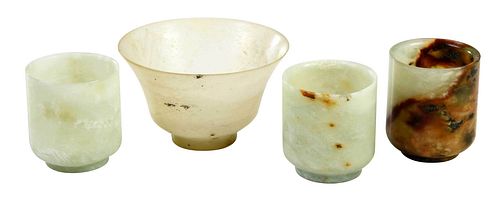 FOUR CHINESE HARDSTONE WINE CUPSone