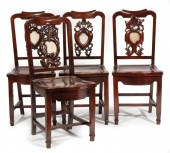FOUR CHINESE HARDWOOD AND HARD