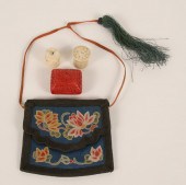 Four Chinese ivory and cinnaba