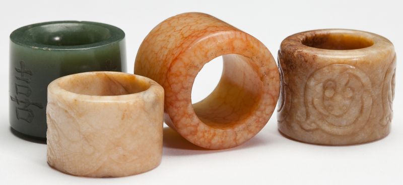 Four Chinese Jade Archer's Ringsthe