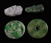 Four Chinese jadeite carvings;