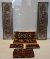 FOUR CHINESE LACQUERED PANELS,