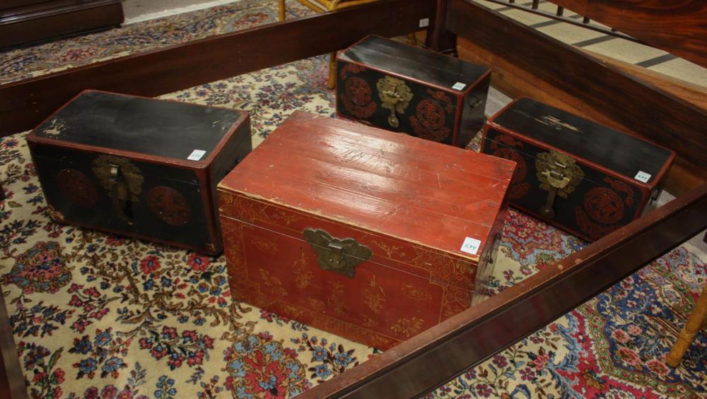 FOUR CHINESE LIFT-TOP STORAGE