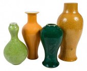 FOUR CHINESE MONOCHROME GLAZED