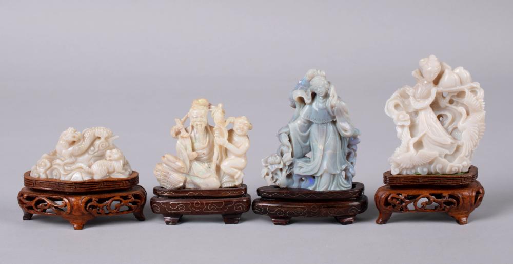 FOUR CHINESE OPAL CARVINGSFOUR