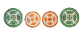 FOUR CHINESE ORANGE AND GREEN