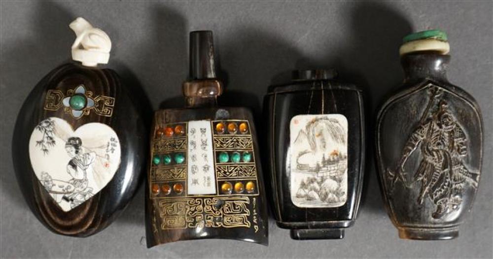 FOUR CHINESE OX-HORN SNUFF