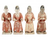 FOUR CHINESE PAINTED POTTERY F