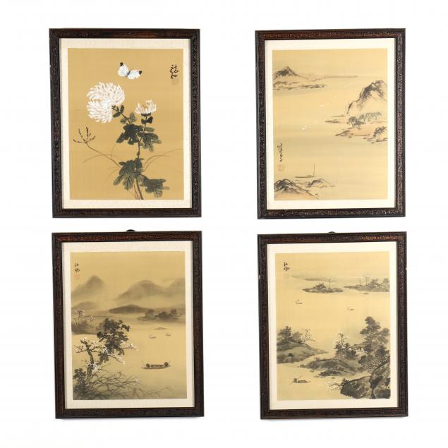 FOUR CHINESE PAINTINGS ON SILK 