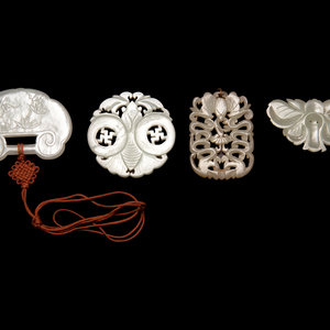Four Chinese Pale Celadon Jade