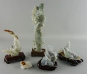 FOUR CHINESE PALE GREEN JADE A