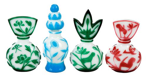 FOUR CHINESE PEKING GLASS