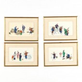 FOUR CHINESE PITH PAINTINGS  L