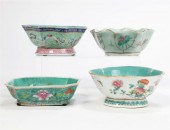 FOUR CHINESE POLYCHROME ENAMEL
