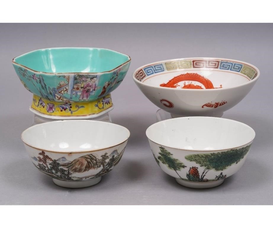 Four Chinese porcelain bowls,