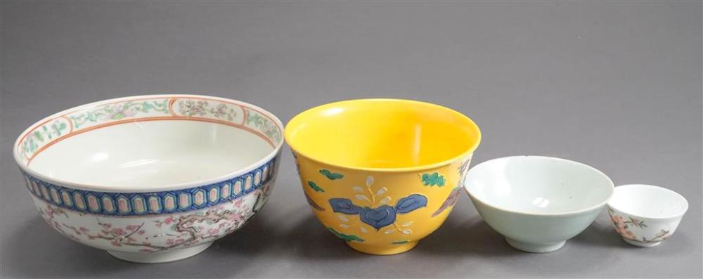 FOUR CHINESE PORCELAIN BOWLS,