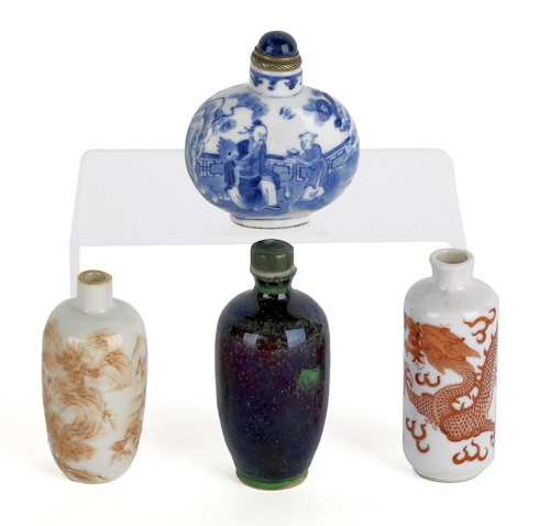 Four Chinese porcelain snuff