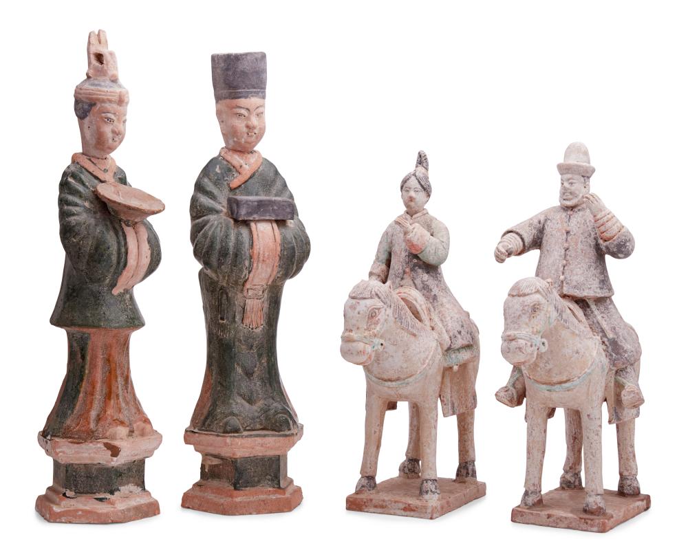 FOUR CHINESE POTTERY BURIAL