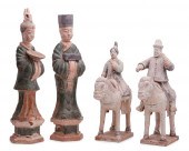FOUR CHINESE POTTERY BURIAL FI