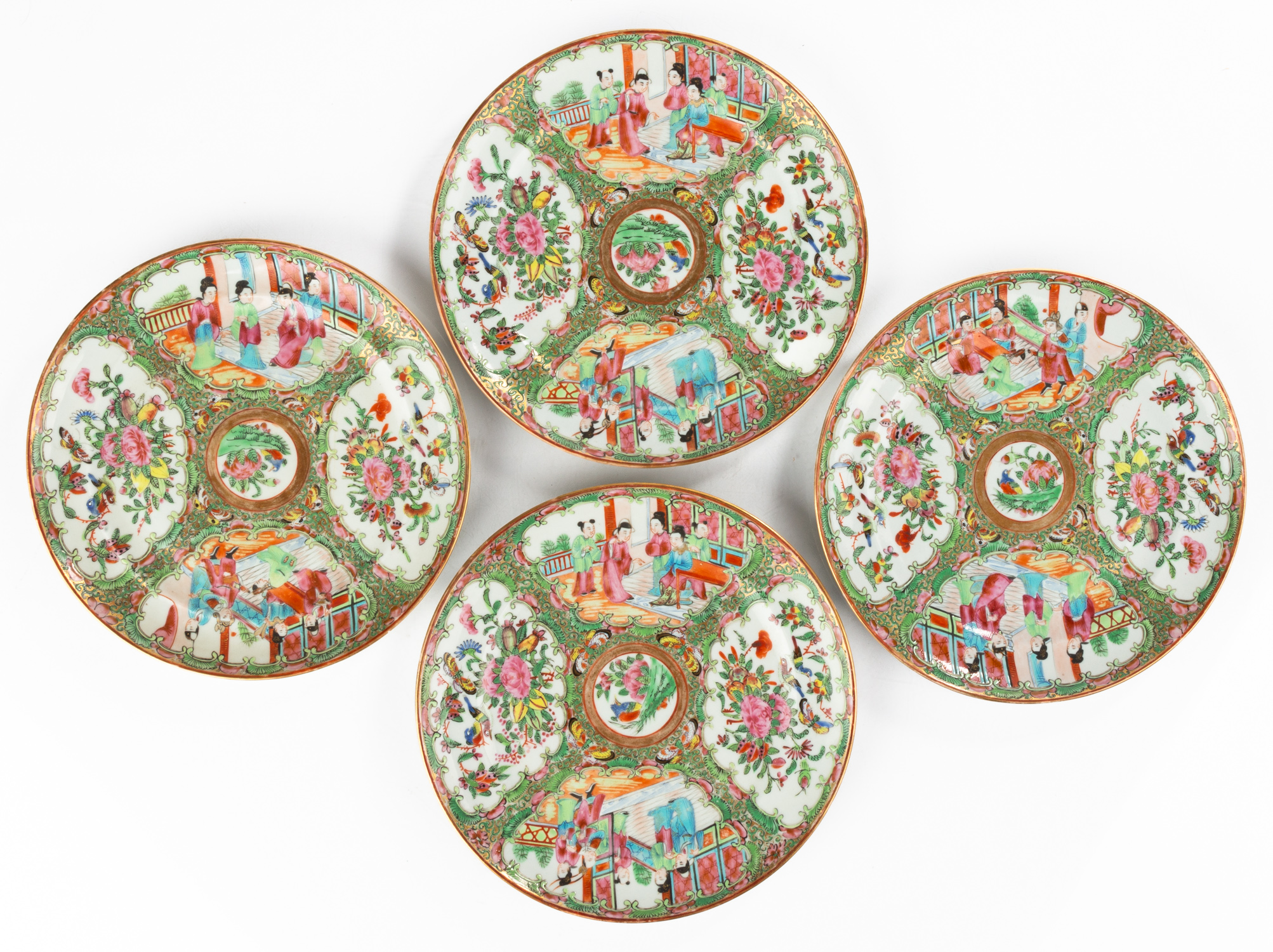 FOUR CHINESE ROSE MEDALLION