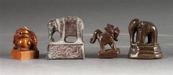 Four Chinese seals or chops 19th