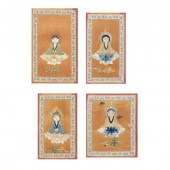 FOUR CHINESE SILK EMBROIDERY P
