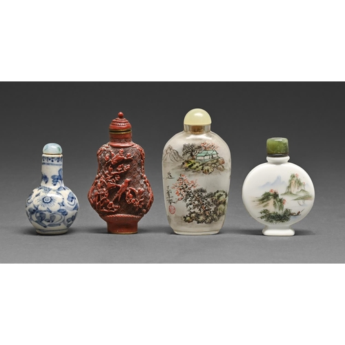 Four Chinese snuff bottles, 20th c,