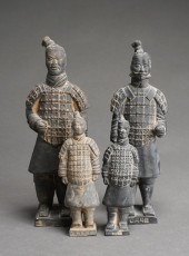 FOUR CHINESE TERRA COTTA WARRI