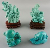 FOUR CHINESE TURQUOISE CARVING