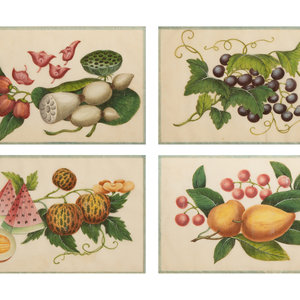 Four Chinese Watercolor and Gouache