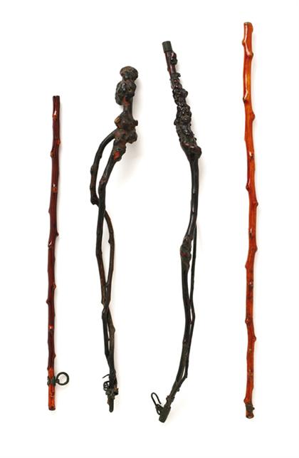 Four Chinese whisk handles  qing