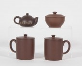 FOUR CHINESE YIXING POTTERY TA