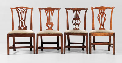 Four Chippendale Chairs two