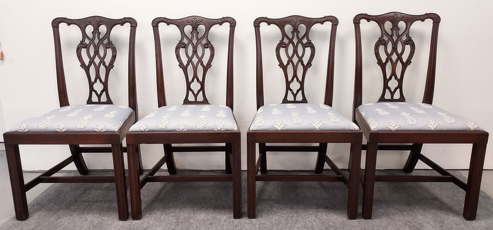 FOUR CHIPPENDALE STYLE DINING /
