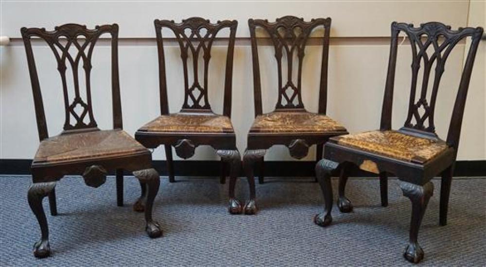 FOUR CHIPPENDALE STYLE MAHOGANY