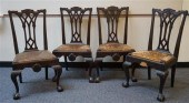 FOUR CHIPPENDALE STYLE MAHOGAN