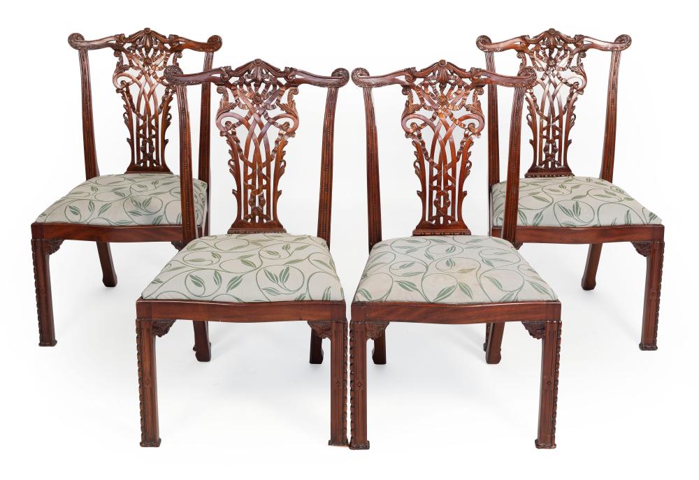 FOUR CHIPPENDALE-STYLE SIDE