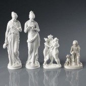 FOUR CLASSICAL BISQUE FIGURINE