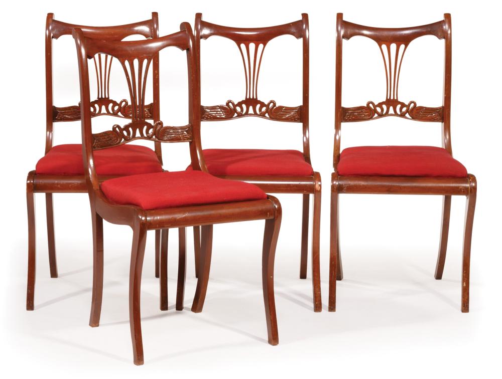 FOUR CLASSICAL-STYLE MAHOGANY