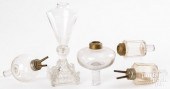 FOUR CLEAR GLASS PEG LAMPS, CA