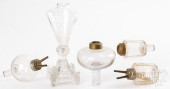 FOUR CLEAR GLASS PEG LAMPS, CA
