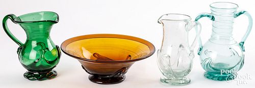 FOUR CLEVENGER BLOWN LILY PAD GLASS