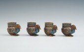 Four Cloisonne Bird Cups Four