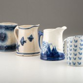 Four Cobalt Decorated Molded S