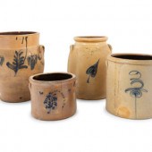 Four Cobalt Decorated Stonewar