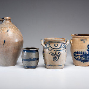 Four Cobalt Decorated Stoneware
