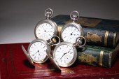 FOUR COIN SILVER ANTIQUE POCKE