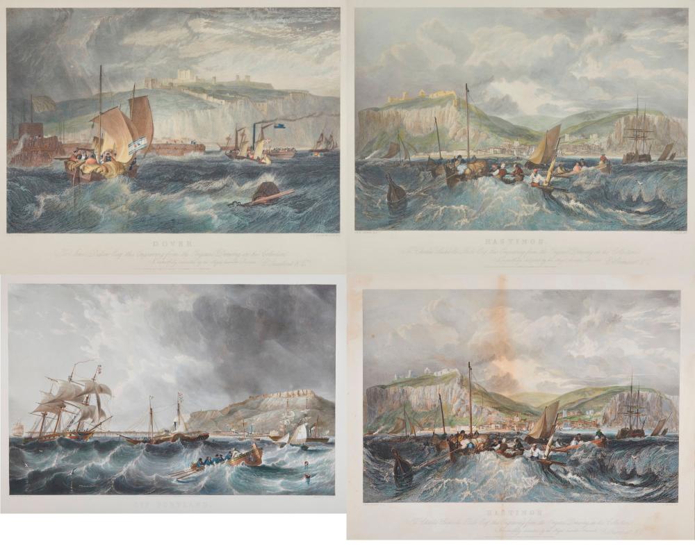 FOUR COLORED ENGRAVINGS OF