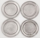 FOUR CONNECTICUT PEWTER PLATES