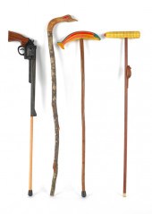Four contemporary carved and p